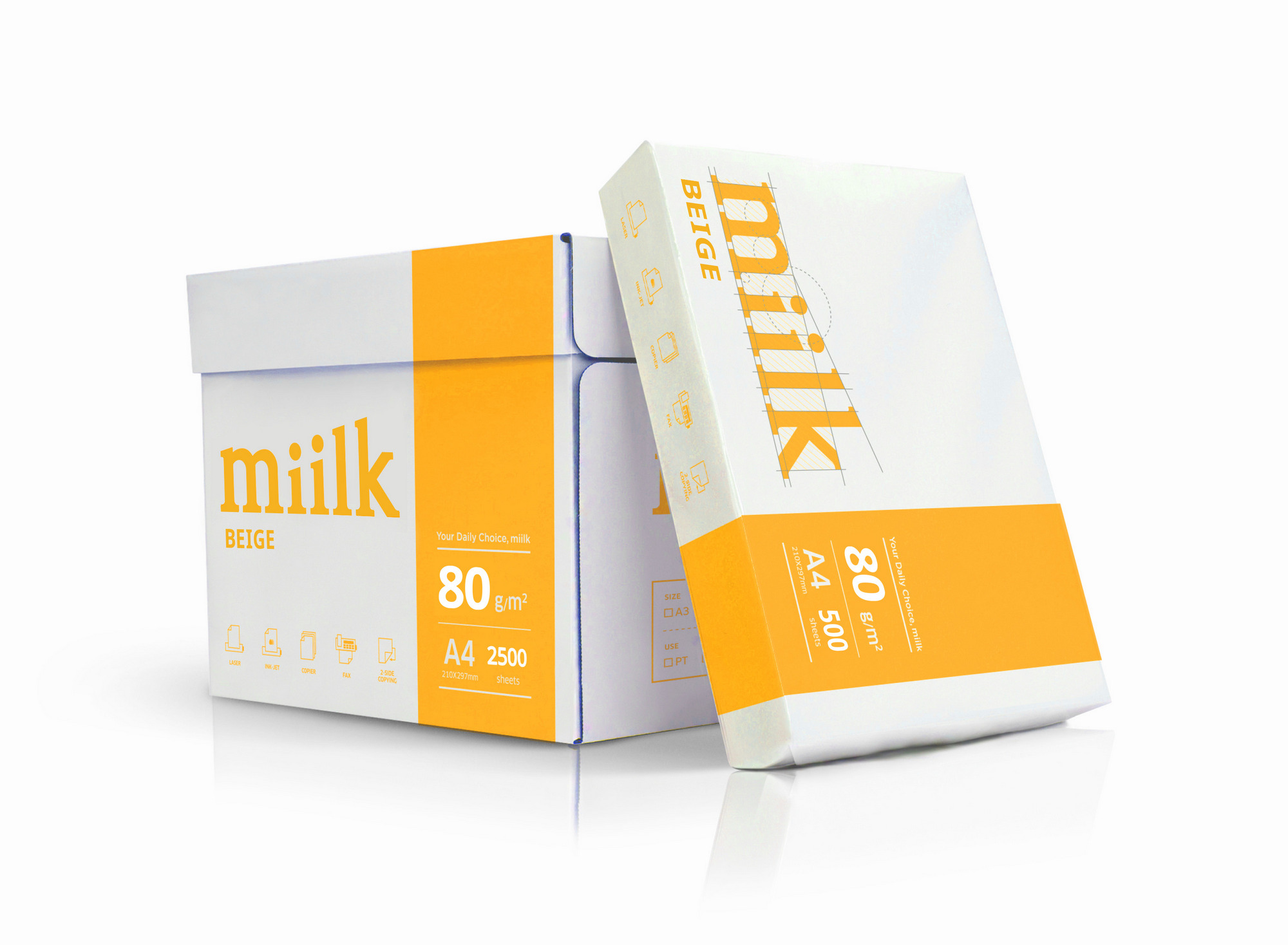 밀크 베이지 A4 1박스 2500매  *미색 용지 입니다*